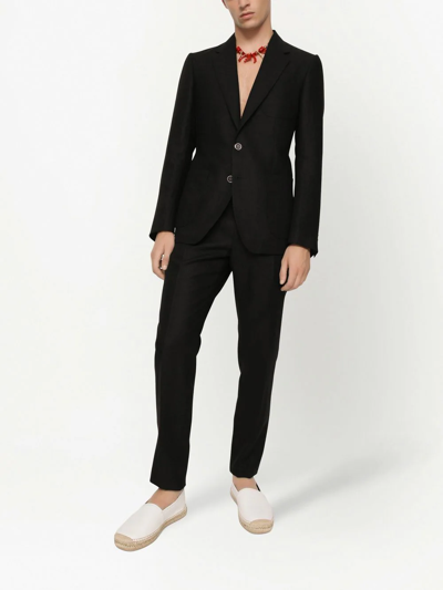 Dolce & Gabbana Deconstructed Single-breasted Linen Blazer In Schwarz