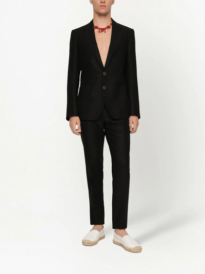 Shop Dolce & Gabbana Deconstructed Single-breasted Linen Blazer In Schwarz