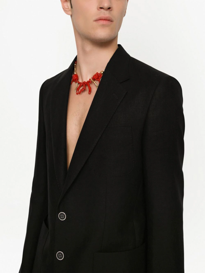 Shop Dolce & Gabbana Deconstructed Single-breasted Linen Blazer In Schwarz