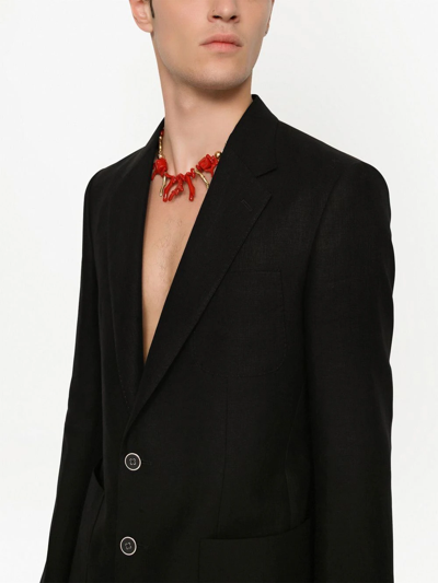 Dolce & Gabbana Deconstructed Single-breasted Linen Blazer In Schwarz