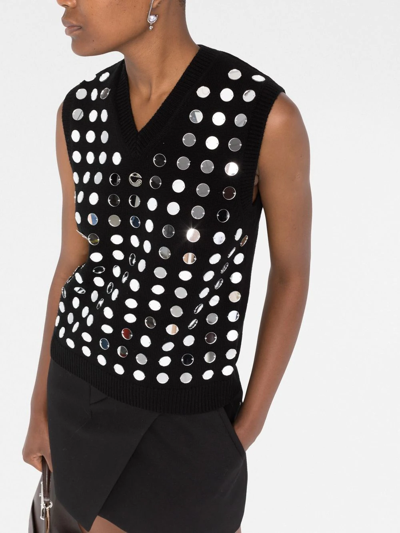 Shop Coperni Mirror Sequin-embroidered Knitted Vest In Schwarz
