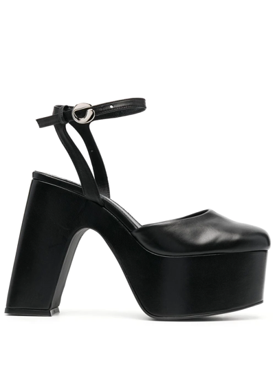 Coperni Bridge Snakeskin Platform Sandals In Schwarz
