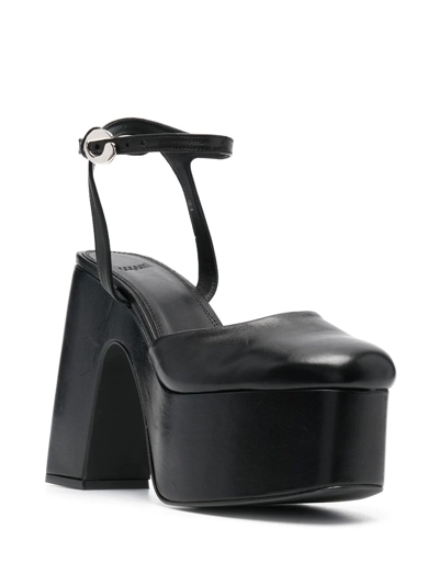 Coperni Bridge Snakeskin Platform Sandals In Schwarz