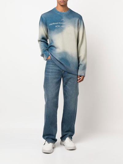 Shop A-cold-wall* Gradient-knit Crew-neck Jumper In Blau