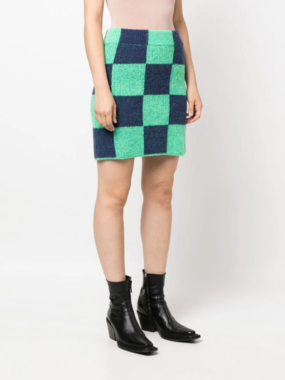 Shop Stine Goya Plaid-check Print Mini Skirt In Blau