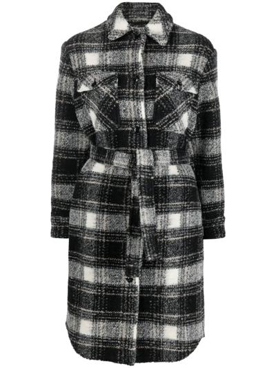 Woolrich Gentry Long Overshirt Knitted Jacket Nero-bianco  Woman In Black