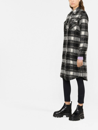 Woolrich Gentry Long Overshirt Knitted Jacket Nero-bianco  Woman In Black