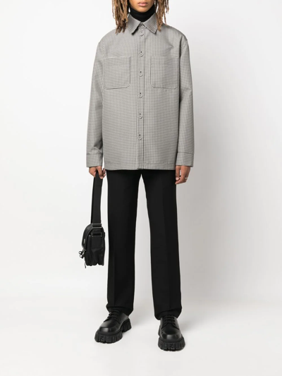 Fendi Giubbotto Houndstooth Reversible Shirt Jacket In Schwarz