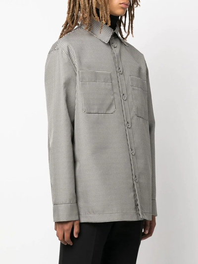 Fendi Giubbotto Houndstooth Reversible Shirt Jacket In Schwarz