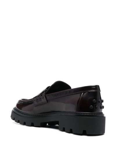 Tod's Semi-patent Leather Loafers In Rot
