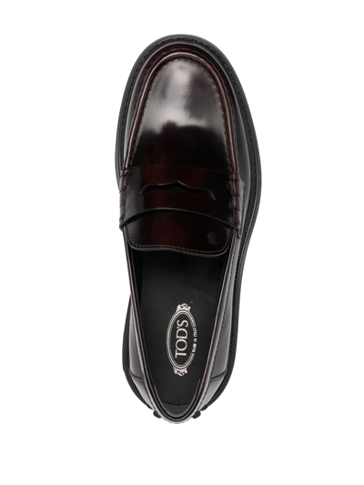 Tod's Semi-patent Leather Loafers In Rot