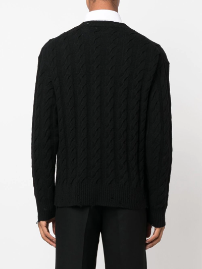 Shop Laneus Cable-knit Crew Neck Sweater In Schwarz