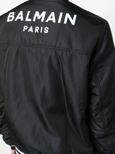 Shop Balmain Logo-print Bomber Jacket In Schwarz