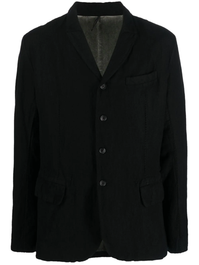 Shop Masnada Crinkled-finish Single-breasted Blazer In Schwarz