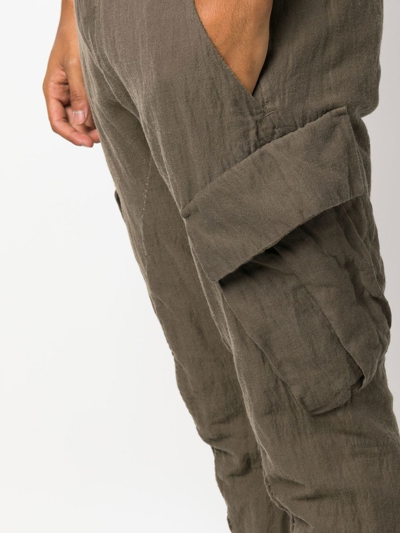 Shop Masnada Slim-cut Cargo-pocket Trousers In Braun