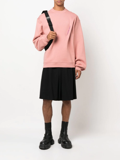 Shop Y/project Embroidered-logo Organic-cotton Sweatshirt In Rosa