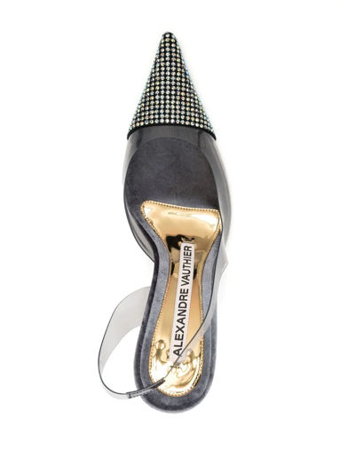 Alexandre Vauthier Rhinestone-embellished Slingback Pumps In Weiss
