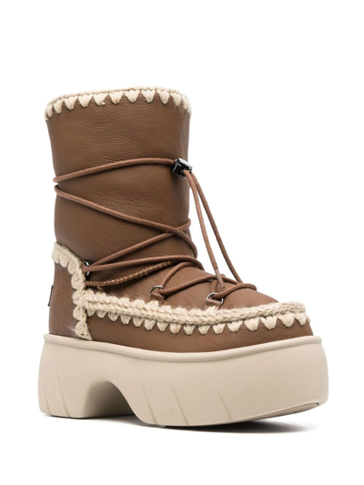Shop Mou Chunky Padded Snow Boots In Braun