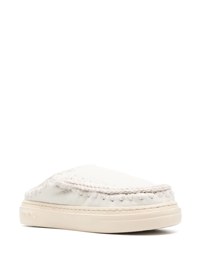 Mou Slip-on Leather Slippers In Weiss
