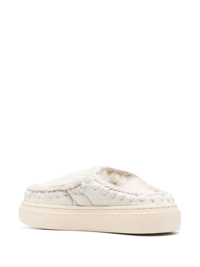 Mou Slip-on Leather Slippers In Weiss
