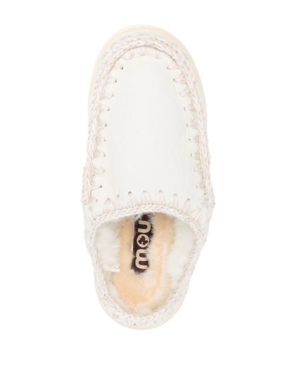 Mou Slip-on Leather Slippers In Weiss