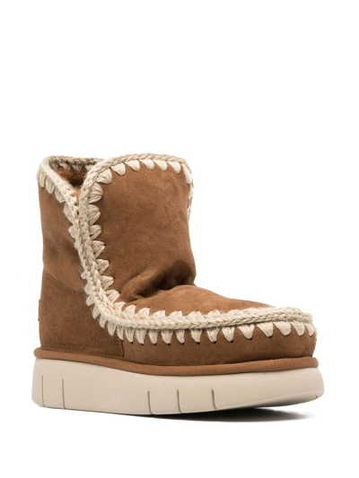 Mou Logo-patch Slip-on Boots In Braun