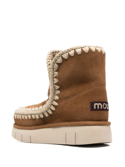 Mou Logo-patch Slip-on Boots In Braun