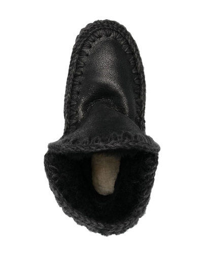 Mou Eskimo 18 Bounce In Cracked Black Sheepskin In Schwarz