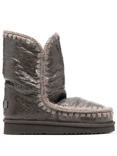 Mou Chunky Leather Boots In Silber | ModeSens
