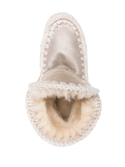 Mou Logo-patch Chunky Boots In Silber
