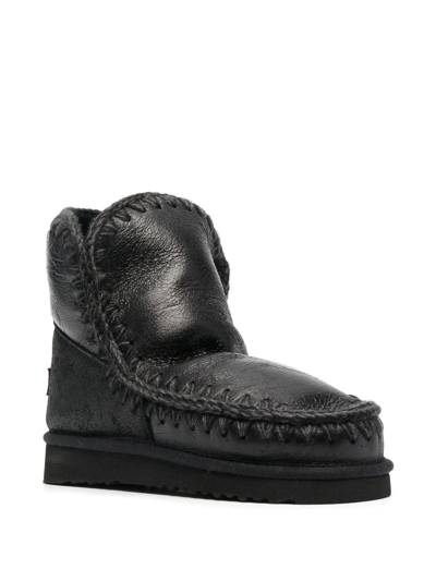 Shop Mou Chunky Slip-on Leather Boots In Schwarz