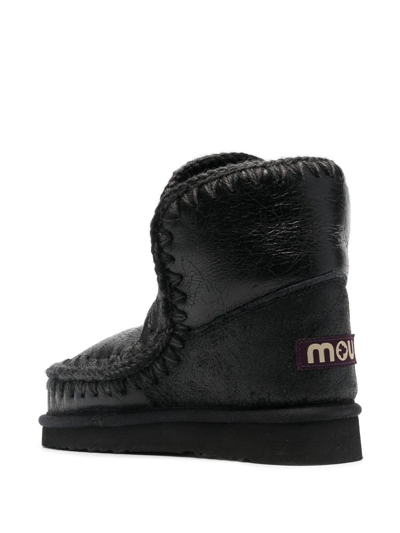 Shop Mou Chunky Slip-on Leather Boots In Schwarz