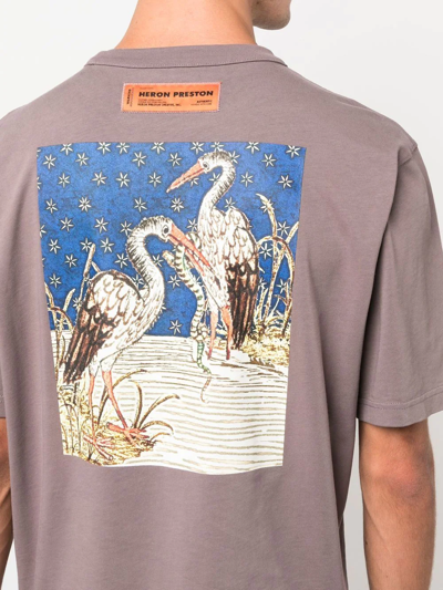 Shop Heron Preston Medieval Heron Organic Cotton T-shirt In Grau