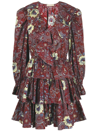 Shop Ulla Johnson Lola Floral-print Mini Dress In Rot