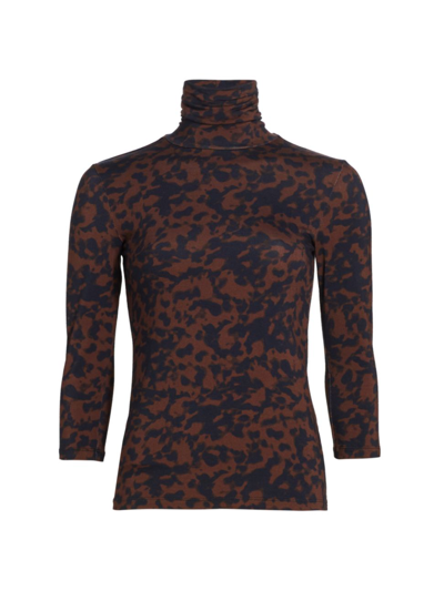 Shop L Agence Women's Aja Cheetah-print Knit Turtleneck Sweater In Black Cheetah