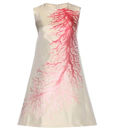 Valentino Printed Silk Minidress In Neutrals