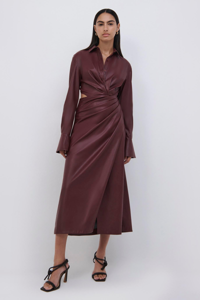 Shop Jonathan Simkhai Mara Vegan Leather Wrap Dress In Mulberry