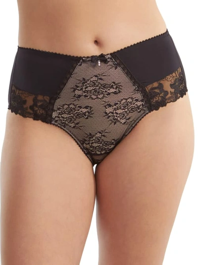 Shop Pour Moi Sofia Embroidered High-waist Brief In Black