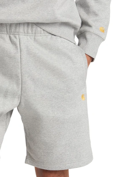 Shop Carhartt Chase Sweat Shorts In Grey Heather / Gold