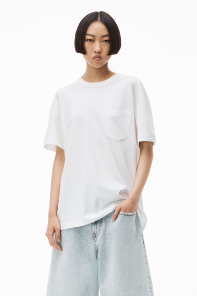 Alexander Wang Pocket Tee In High Twist Jersey In White