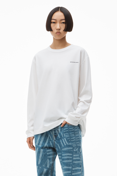 Alexander Wang Long-sleeve Tee In High Twist Jersey In White