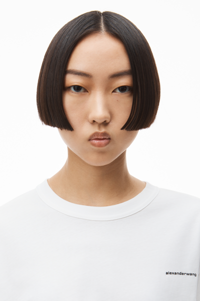 Alexander Wang Long-sleeve Tee In High Twist Jersey In White