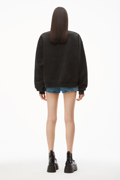 Shop Alexander Wang High Neck Pullover In Dense Fleece In Acid Black