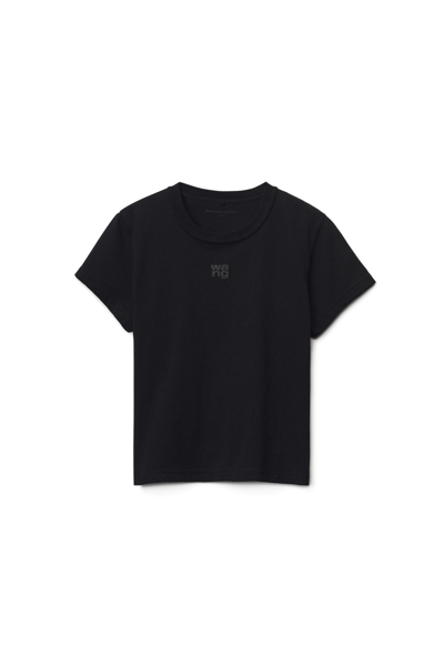 Shop Alexander Wang Logo Shrunken Tee In Cotton Jersey In Black