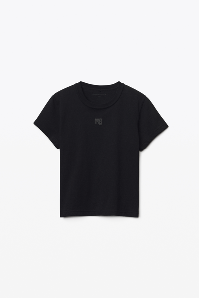 Shop Alexander Wang Logo Shrunken Tee In Cotton Jersey In Black