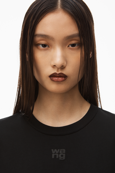 Shop Alexander Wang Logo Shrunken Tee In Cotton Jersey In Black