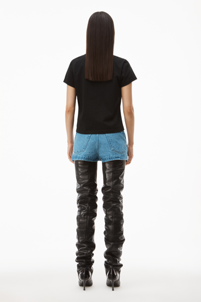 Alexander Wang Essential Jersey Shrunk Tee With Puff Logo Black In Black