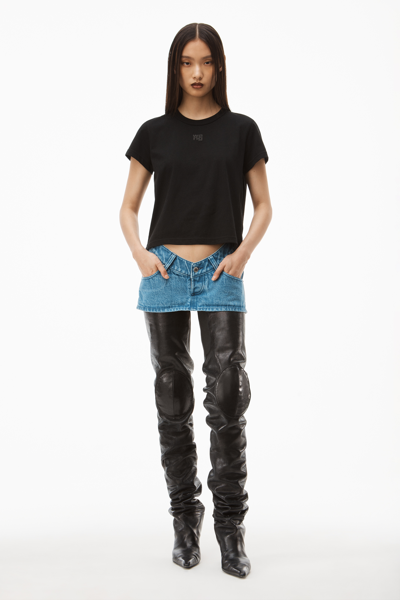 Alexander Wang Essential Jersey Shrunk Tee With Puff Logo Black In Black