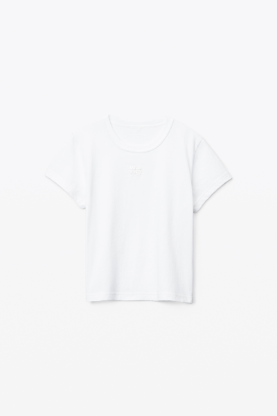 Alexander Wang Puff Logo Shrunken Tee In Cotton Jersey In White