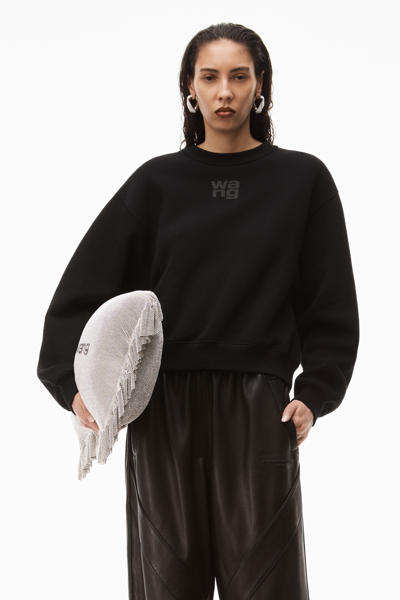 Shop Alexander Wang Puff Logo Sweatshirt In Structured Terry In Black